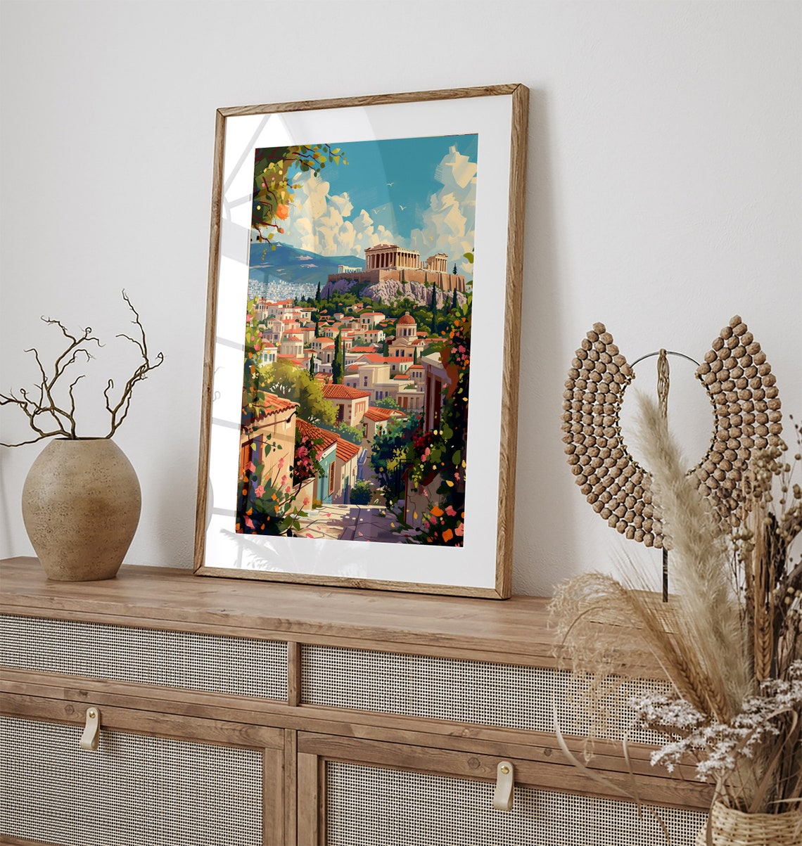 Athens Greece Acropolis Parthenon Colorful Street View Poster - Image 3