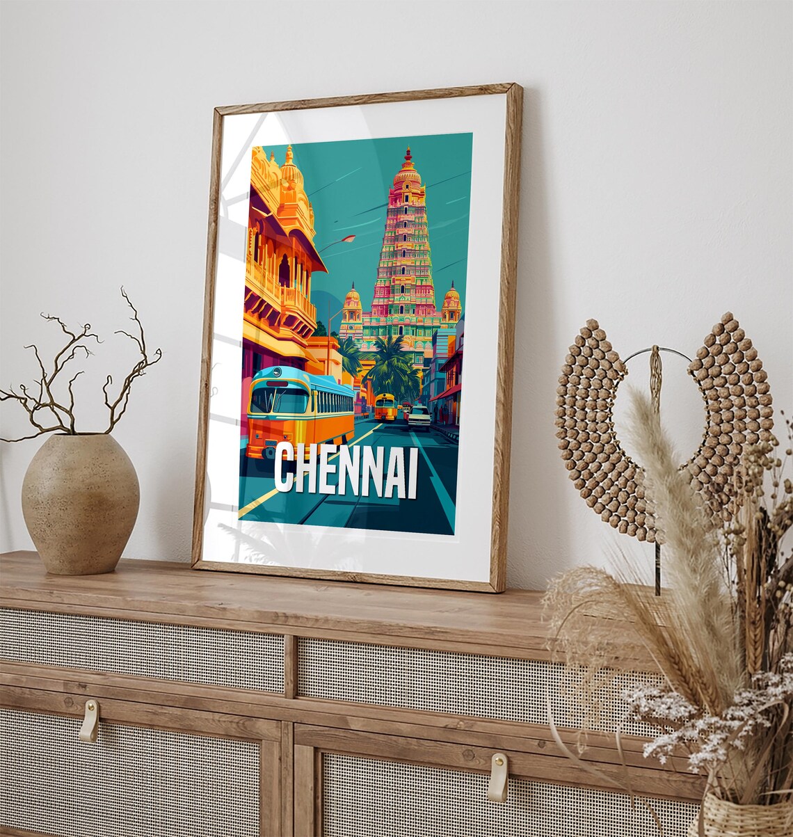 Chennai Madras Vintage Travel Poster, India Wall Art - Image 3