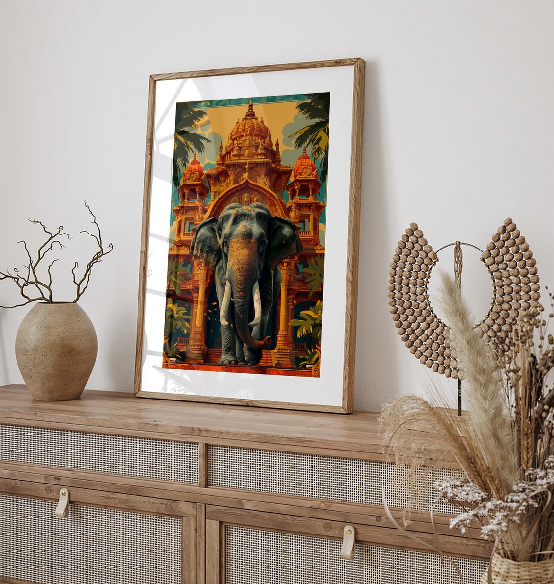 Royal Indian Elephant Golden Temple Palace Vintage Travel Wall Art - Image 3