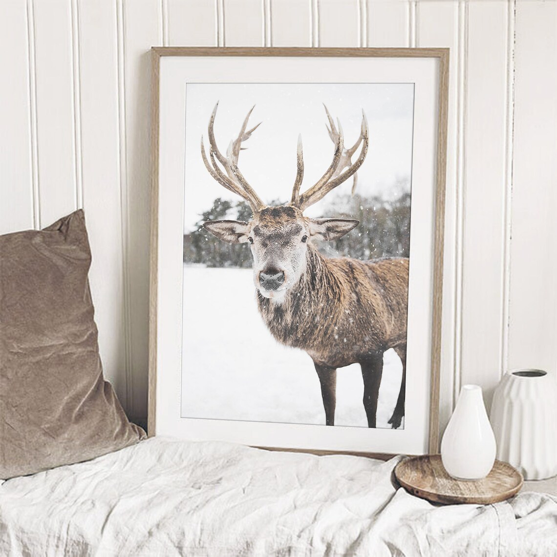Winter Deer Christmas Wall Art, Woodland Poster - Image 2