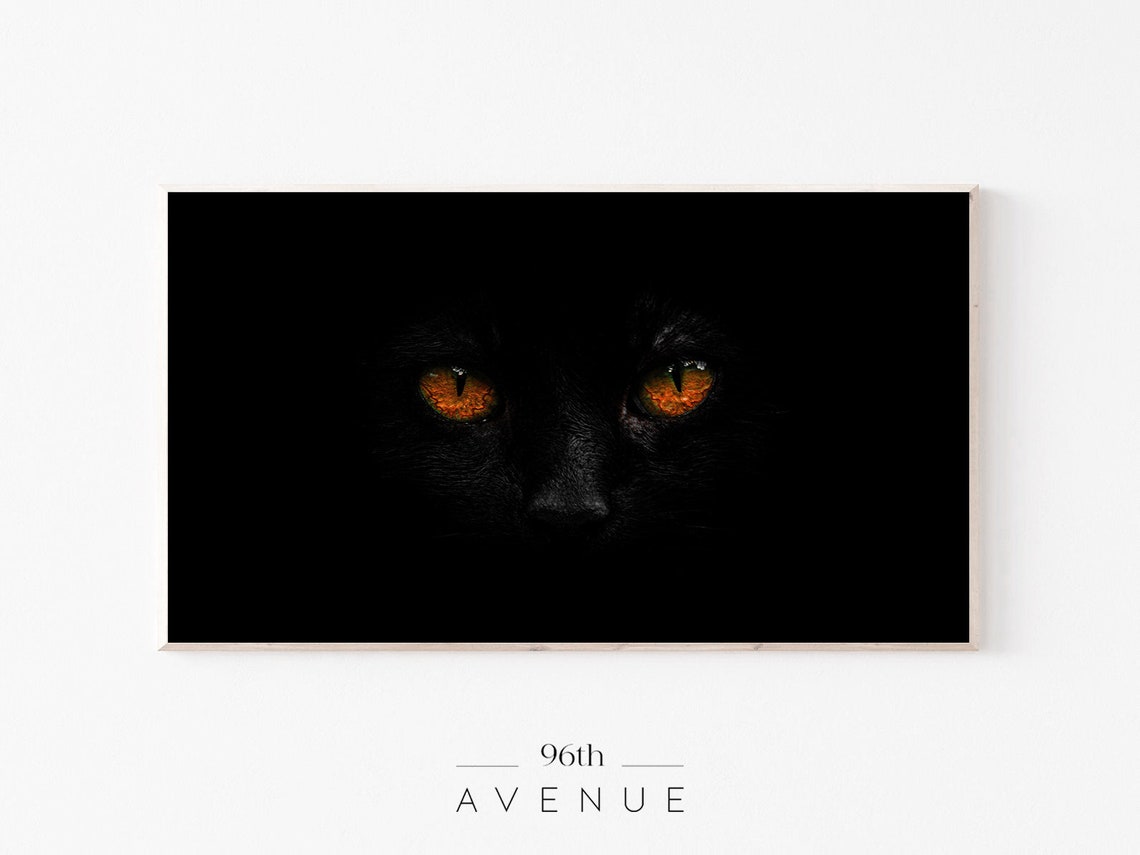 Halloween Black Cat Eyes Frame TV Art
