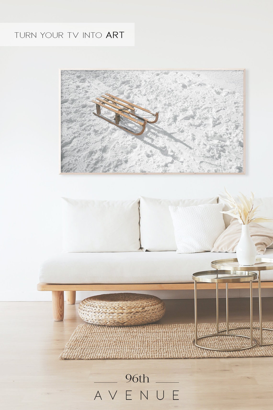 Vintage Wooden Sled Resting on Fresh Snow Nostalgic Winter Poster - Image 2
