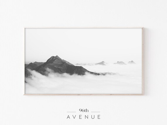 Frame Tv Art Black And White Art Minimalist Wall Art Landscape Art Mountain Wall Art Art