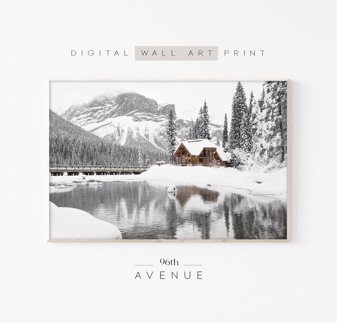 Winter Cabin, Christmas Print