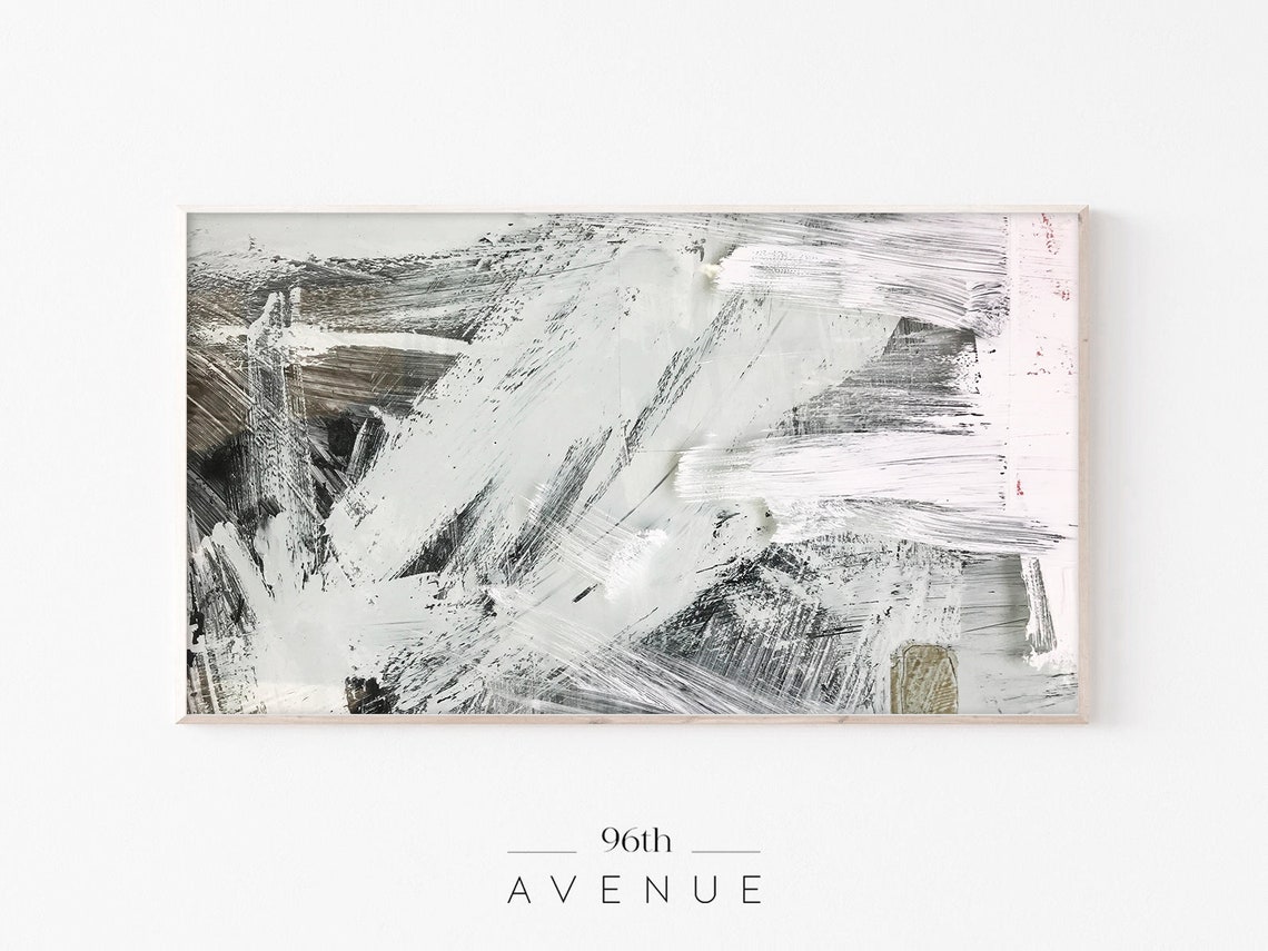 Black and White Abstract Brushstroke Acrylic Painting Poster