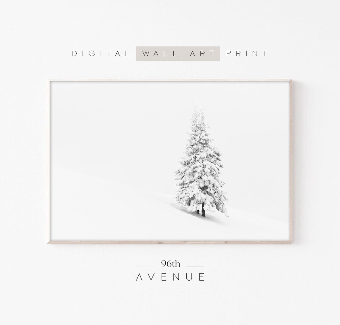 Simple Winter Tree, Minimalist Christmas Wall Art