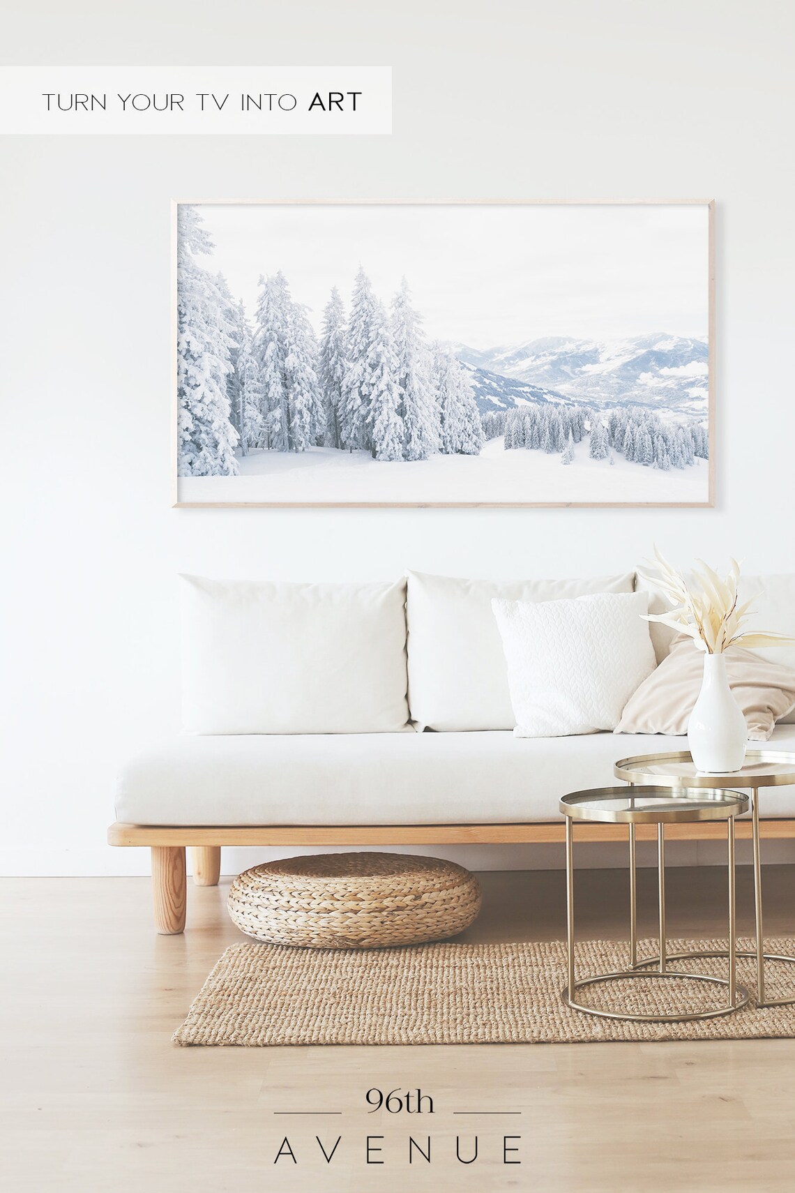 Snowy Pine Forest Mountain Backdrop Winter Wonderland Poster - Image 2