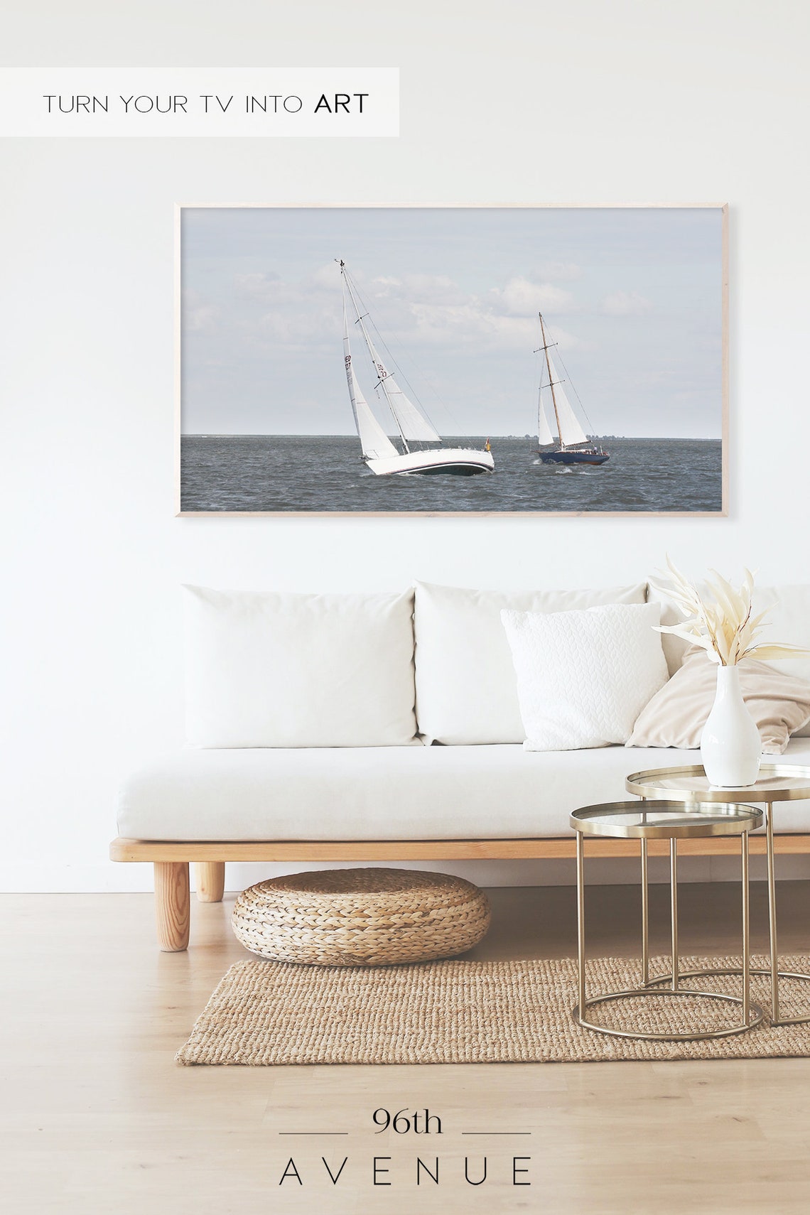 Two Sailboats Racing On Open Sea Sailing Yacht Regatta Poster - Image 2