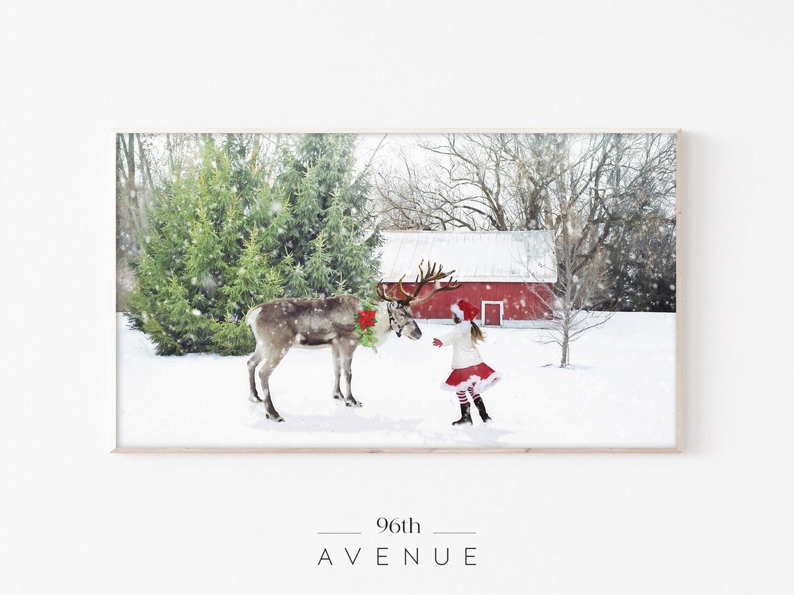 Winter Reindeer, Holiday Seasonal Art Print - Image 2