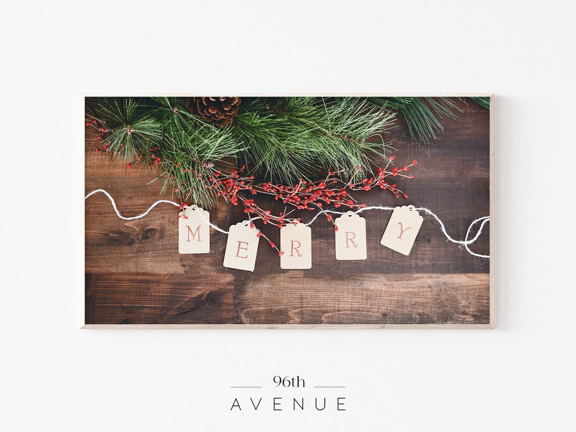Rustic Merry Christmas TV Art, Poster Print