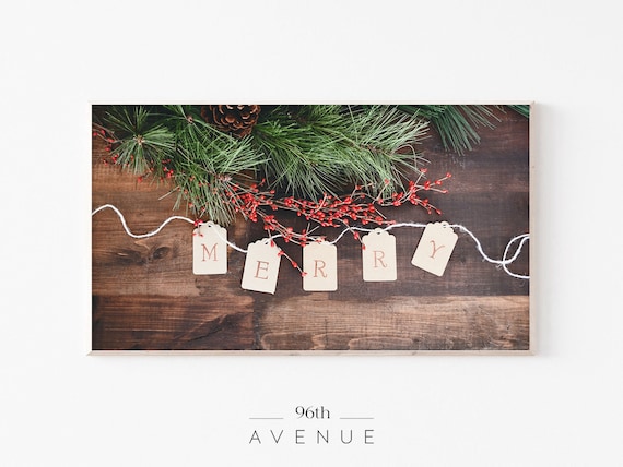 Rustic Merry Christmas TV Art, Poster Print