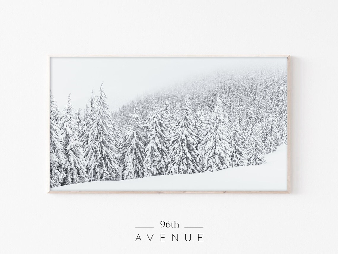 Christmas Snowy Trees Art Print, Holiday Wall Art