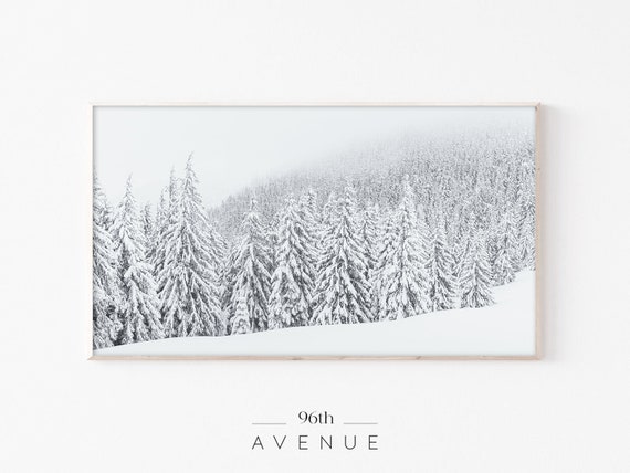Christmas Snowy Trees Art Print, Holiday Wall Art