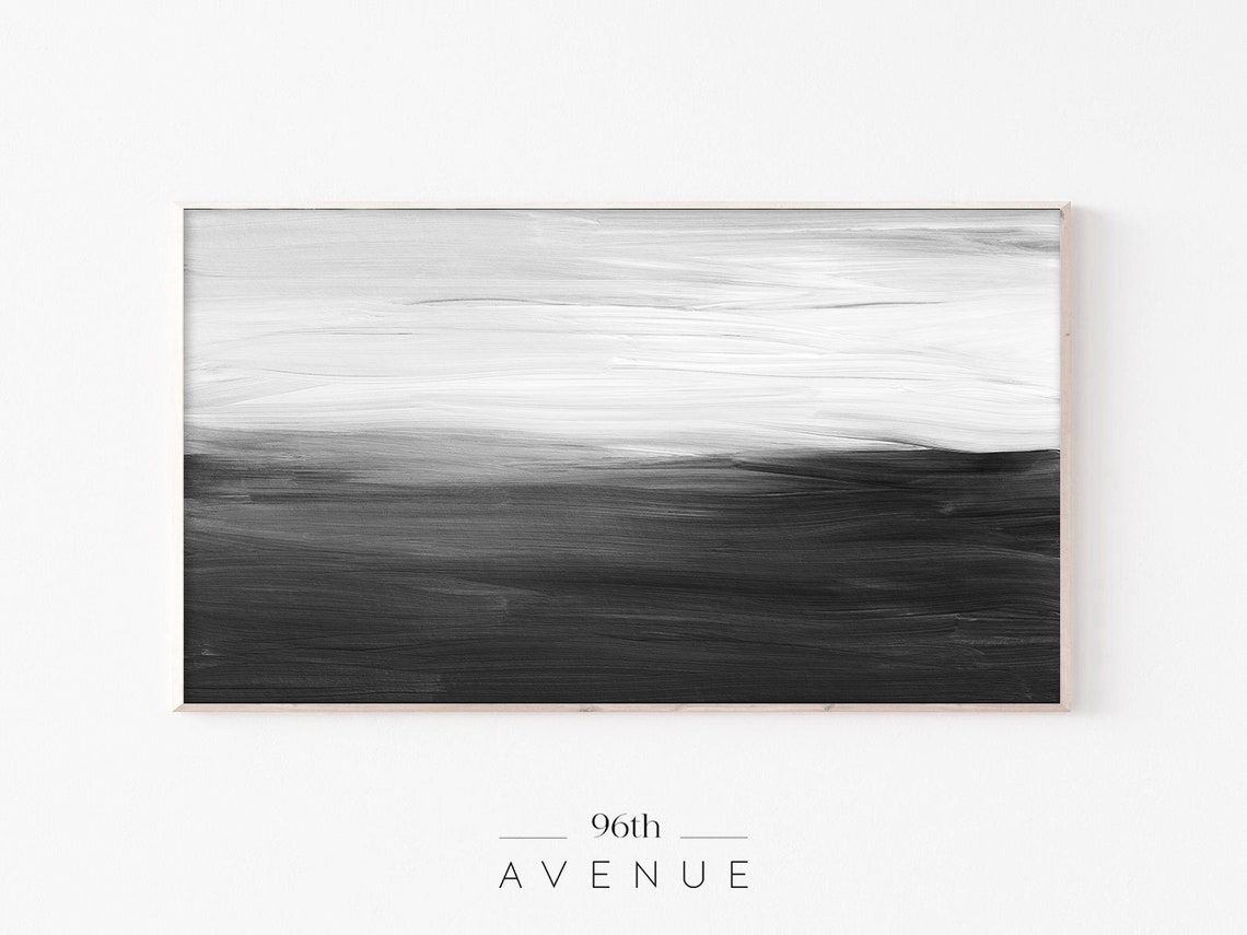 Black and White Minimalist Horizon Abstract Artwork Style Poster