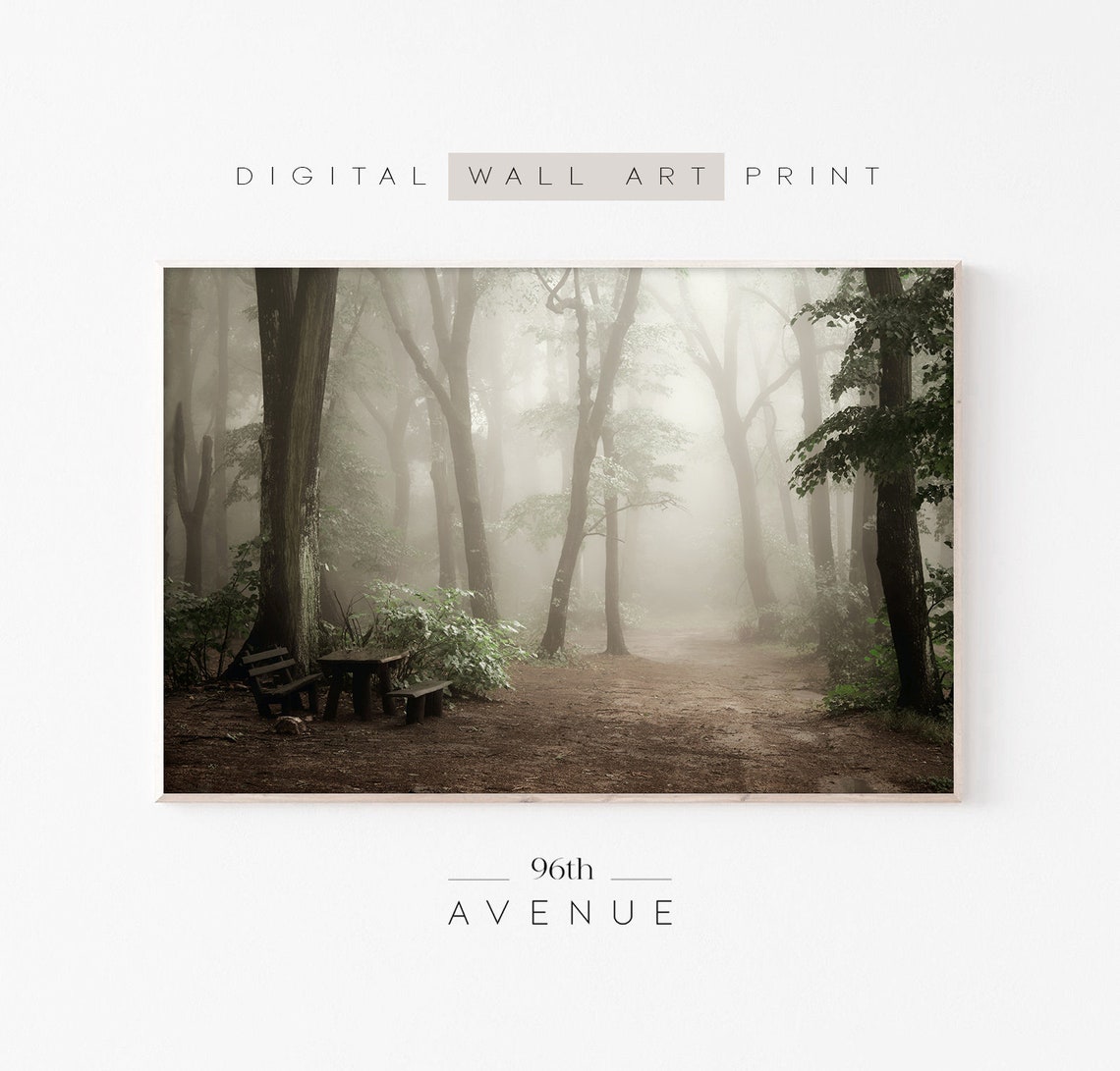 Foggy Autumn Forest Wall Art Print