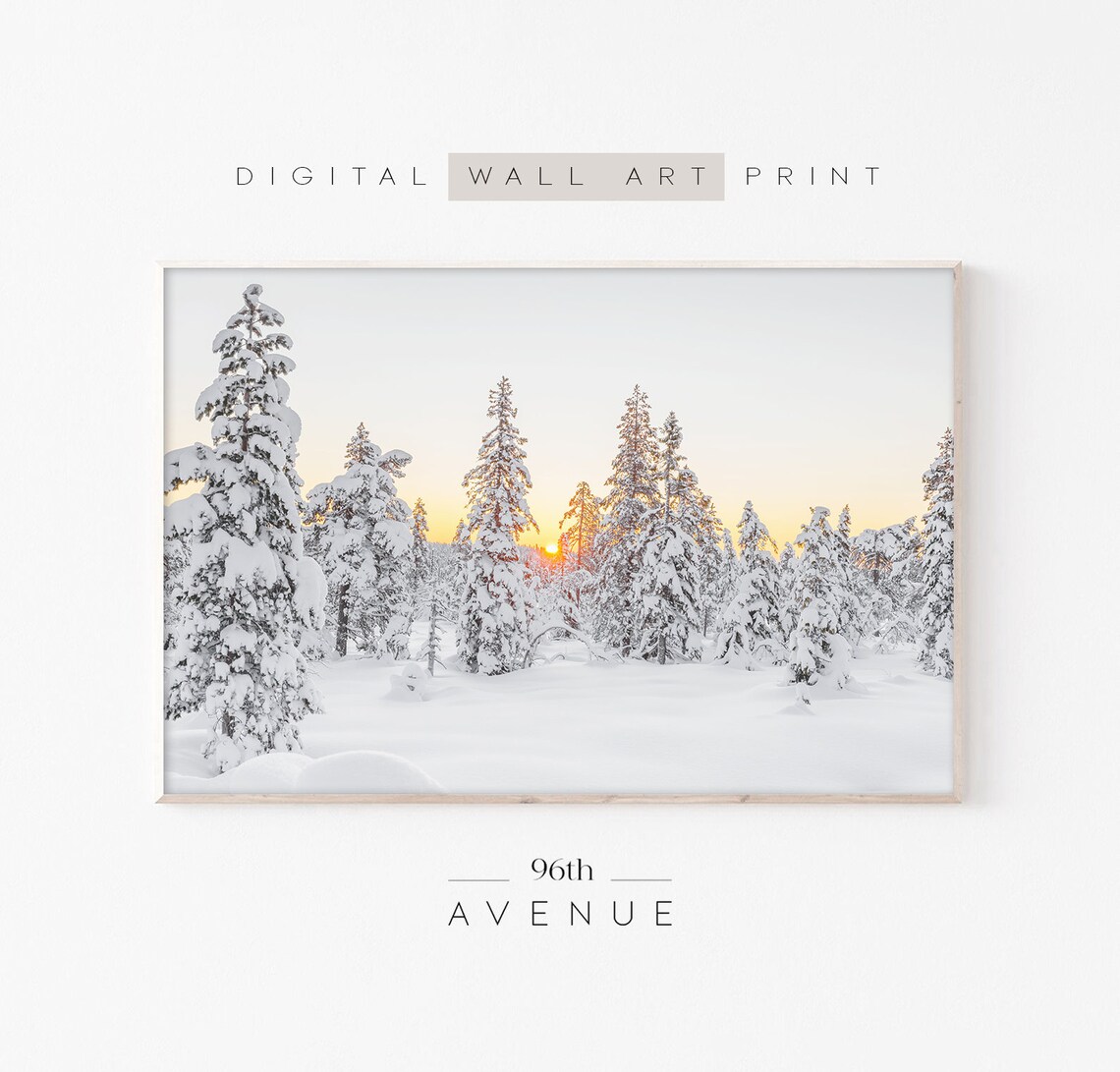 Winter Forest Christmas Poster, Holiday Forest Scene