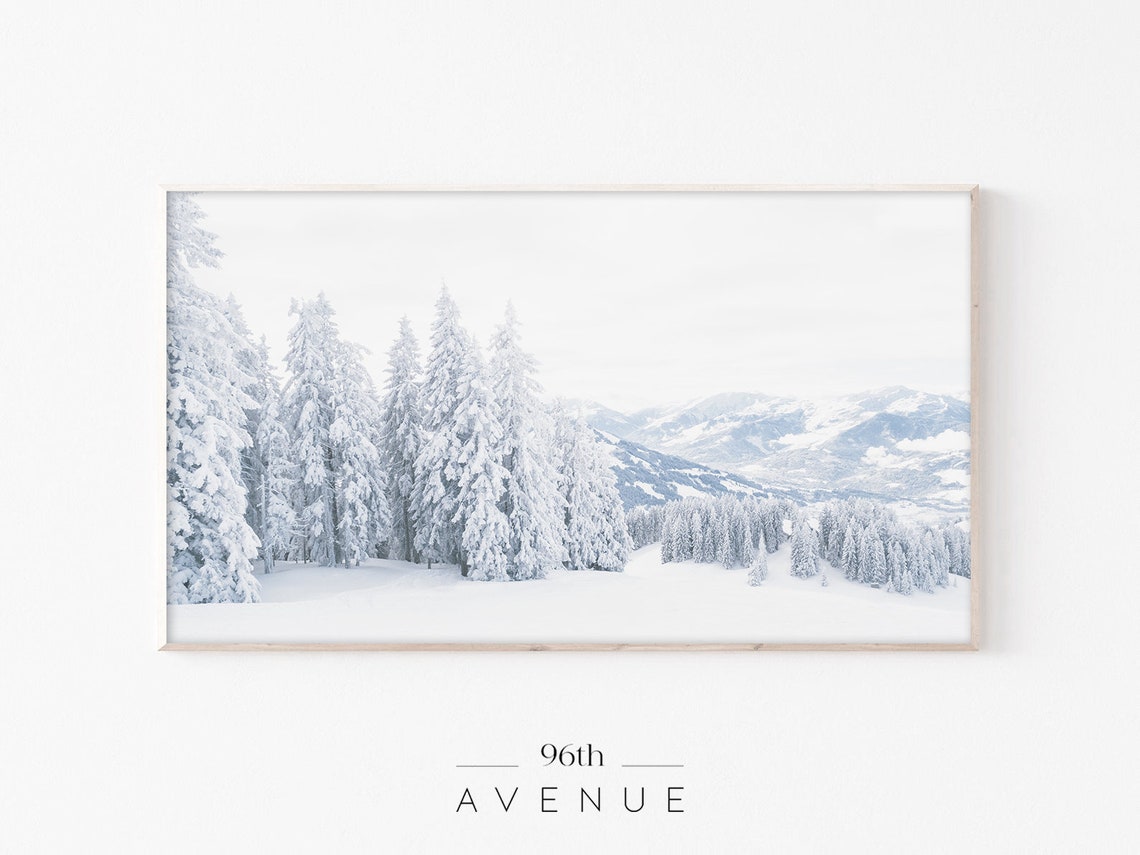 Snowy Pine Forest Mountain Backdrop Winter Wonderland Poster