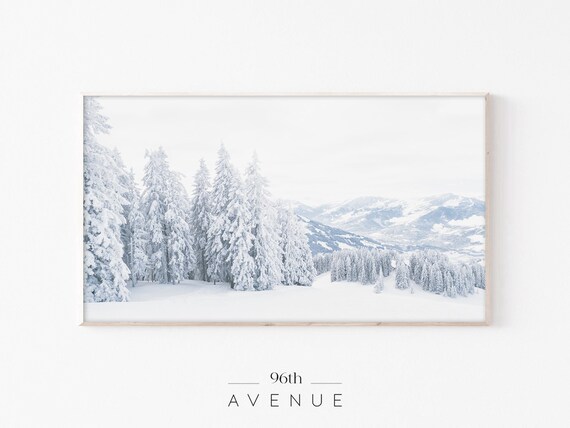 Snowy Pine Forest Mountain Backdrop Winter Wonderland Poster