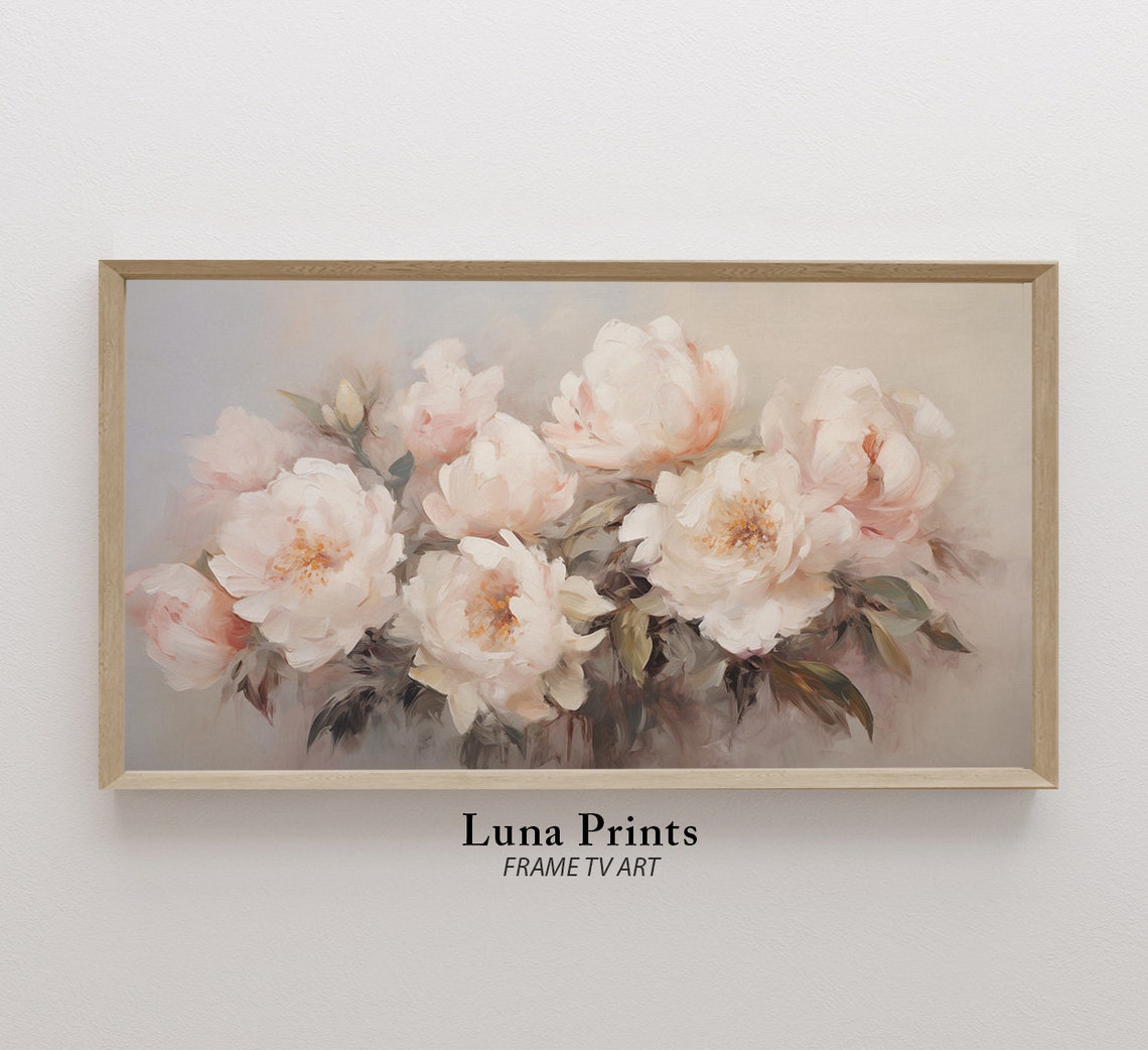 Muted Peonies Art Print, Floral Valentine Decor