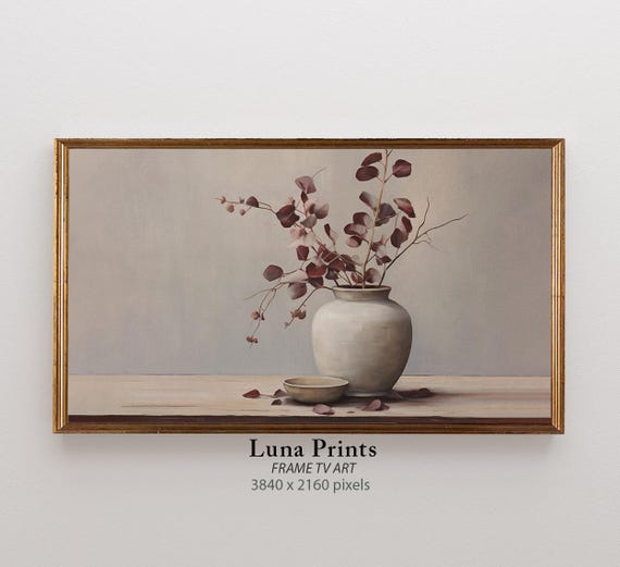 Burgundy Eucalyptus Vintage Art Print, Fall Botanical