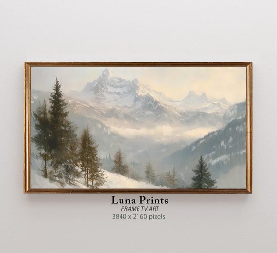 Winter Landscape Tv Art Snowy Mountain Frame Painting Screensaver For Samsung