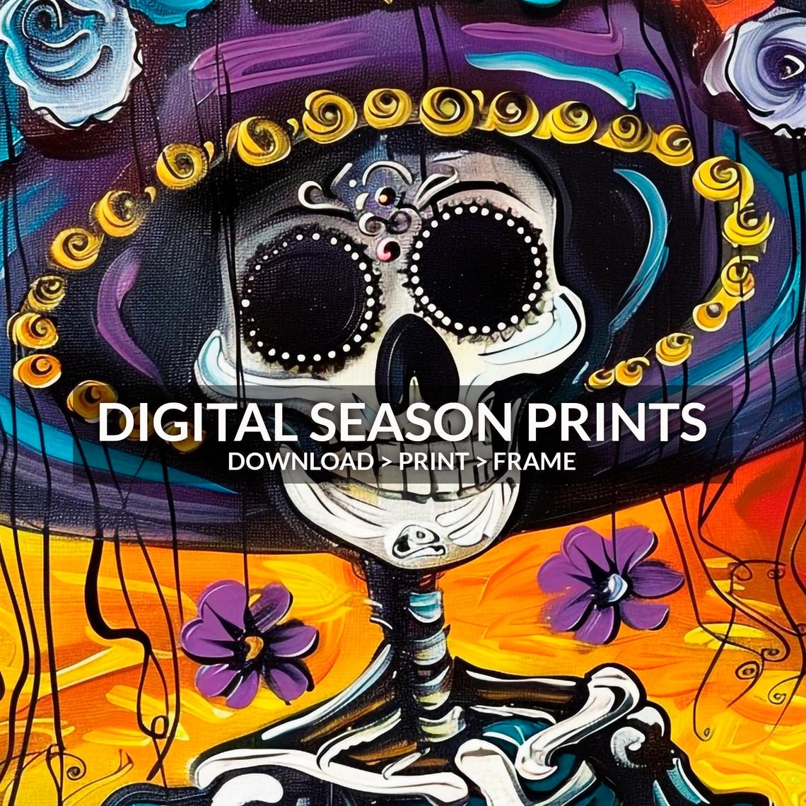 La Calavera Catrina Day of the Dead Sugar Skull Painting Poster - Image 4