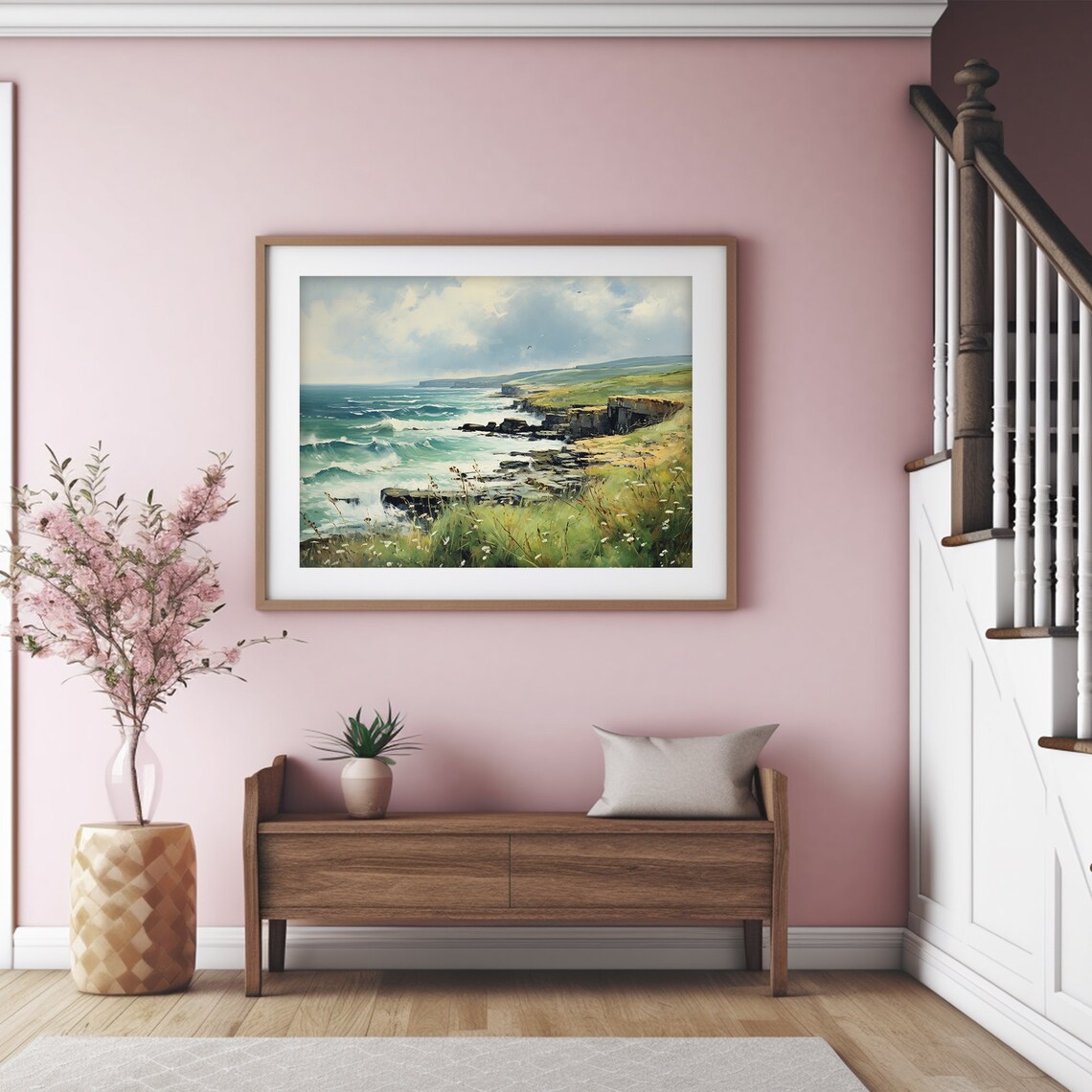 Irish Cliffs of Donegal Seascape Turquoise Waves Meadow Poster - Image 4