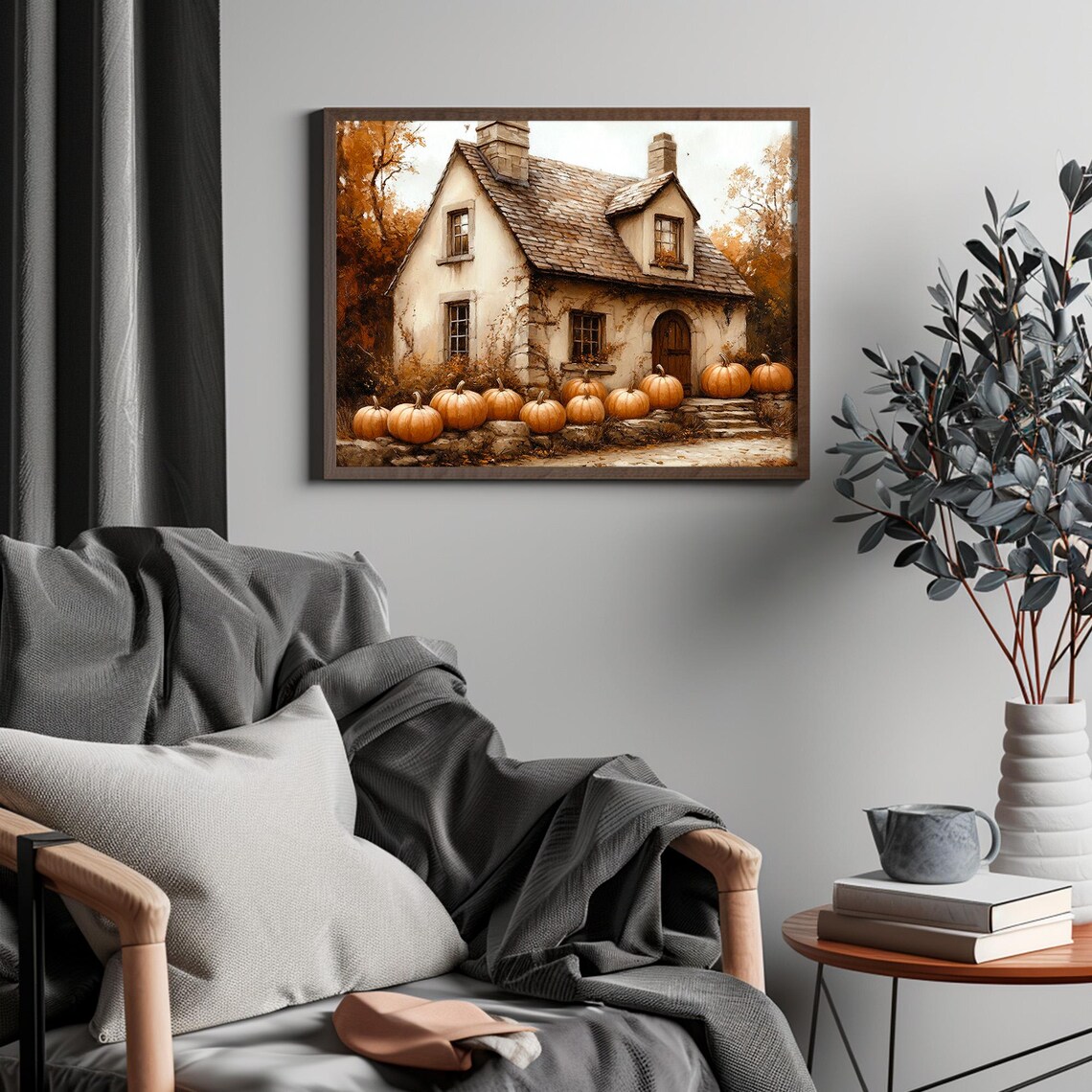 Autumn Cottage Pumpkins Front Porch Rustic Fall Farmhouse Village Poster - Image 6