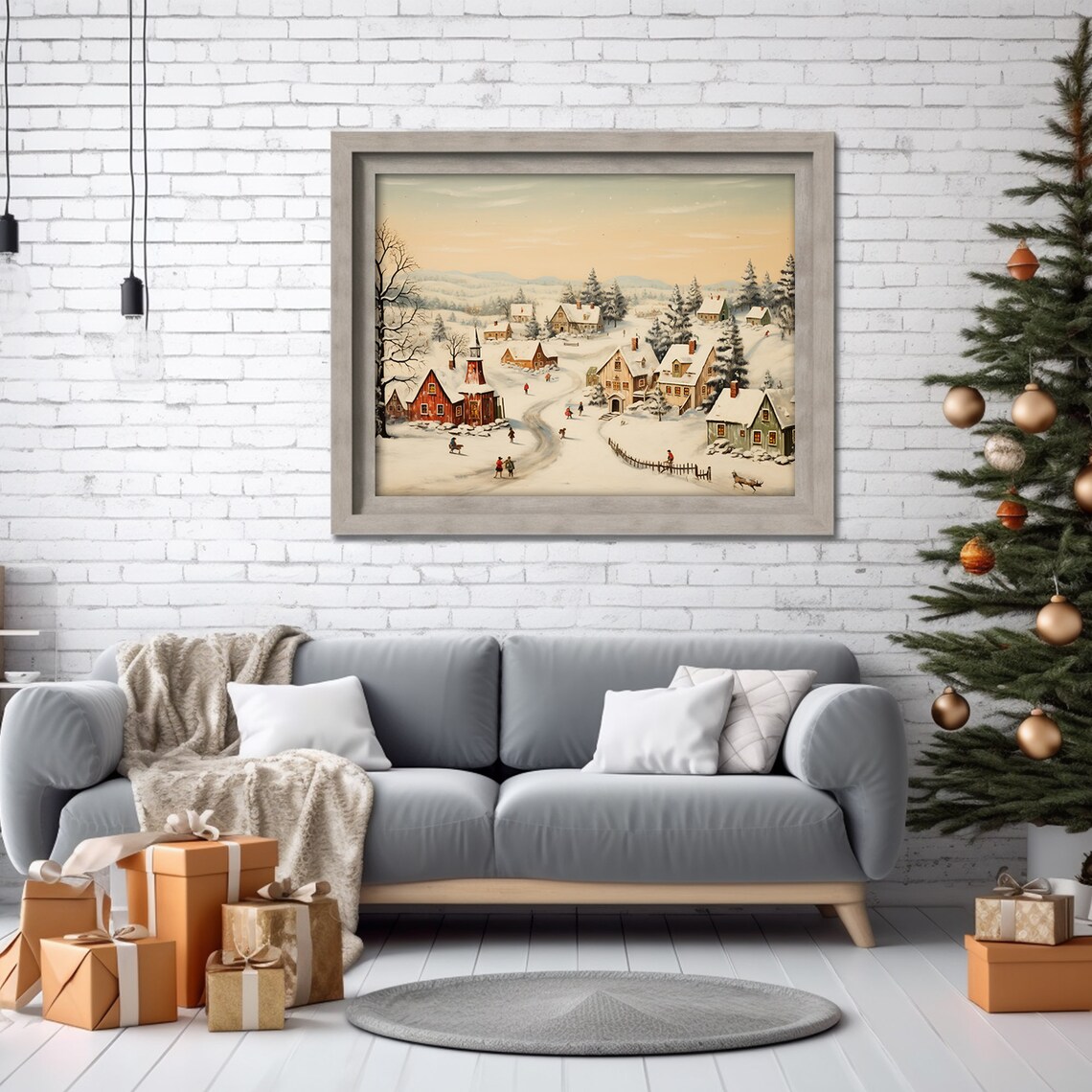 Vintage Christmas Town Print Winter Wall Art Christmas Village Print Holiday Painting Seasonal Home Decor - Image 4