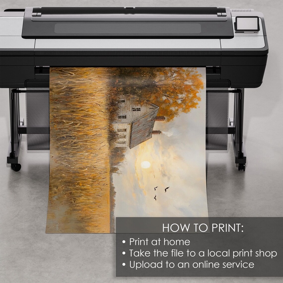Country Farmhouse In A Golden Wheat Field At Sunset Painting Poster - Image 5
