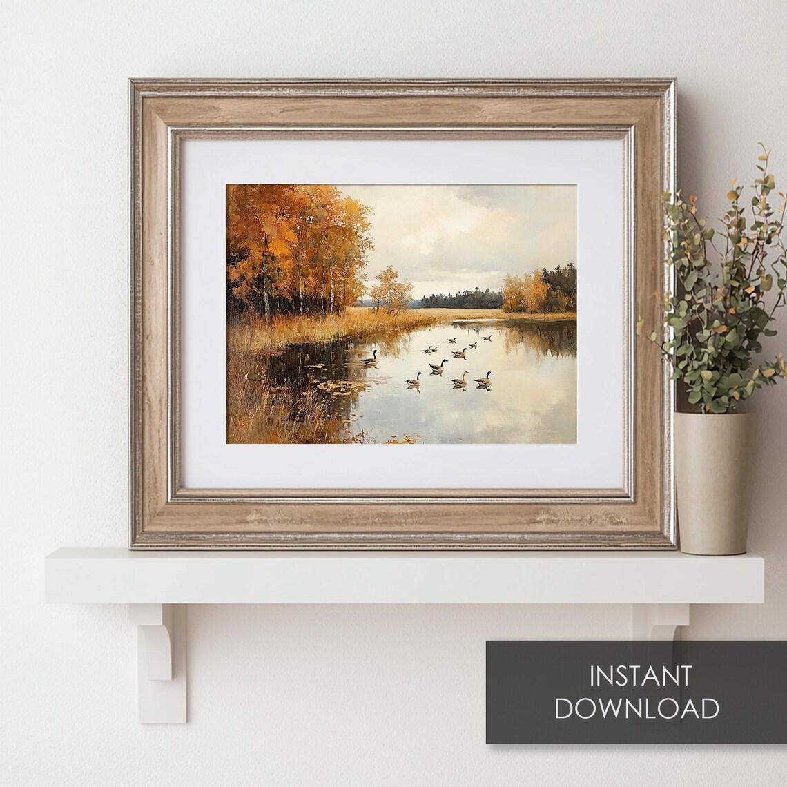 Canada Geese on Autumn Lake Golden Trees Vintage Wildlife Poster - Image 6