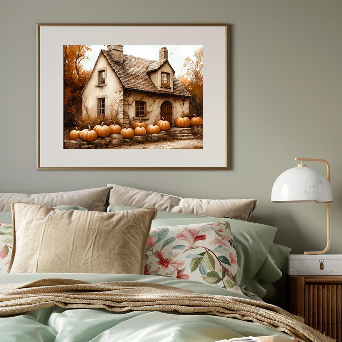 Autumn Cottage Pumpkins Front Porch Rustic Fall Farmhouse Village Poster - Image 4