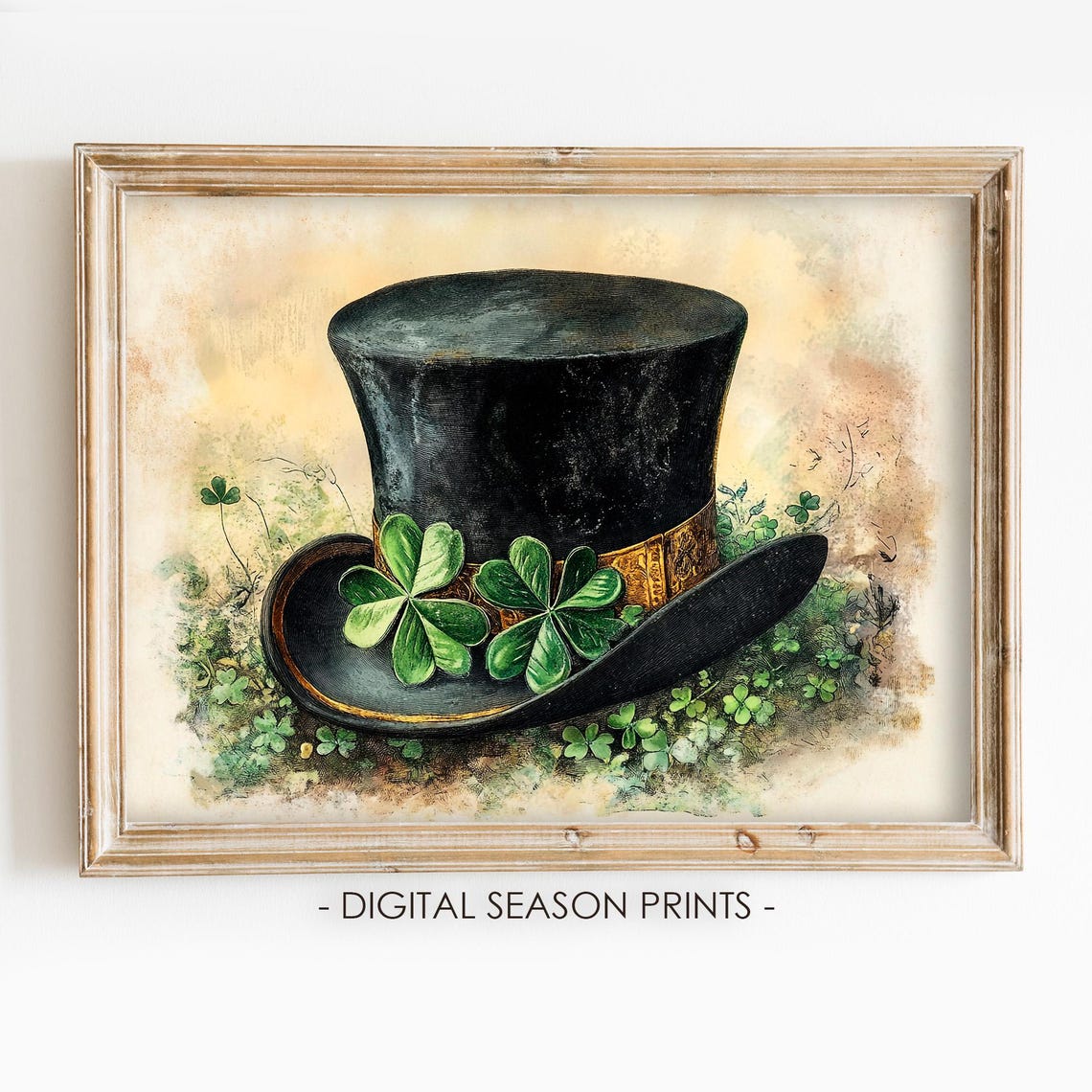 Vintage Black Top Hat Shamrocks St Patricks Day Lucky Poster