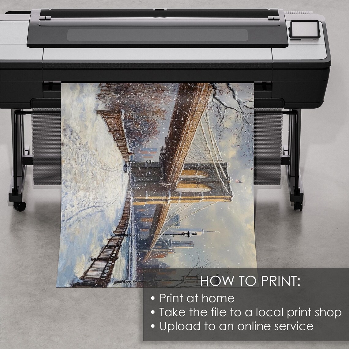 Brooklyn Bridge Snowy Daytime Winter Promenade City Art Poster - Image 5