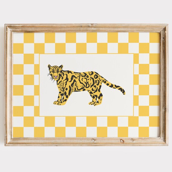 Checker Cheetah Print Preppy Eclectic Wall Art