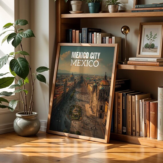 Mexico City Zcalo Palace Print Vibrant Cityscape Wall Art