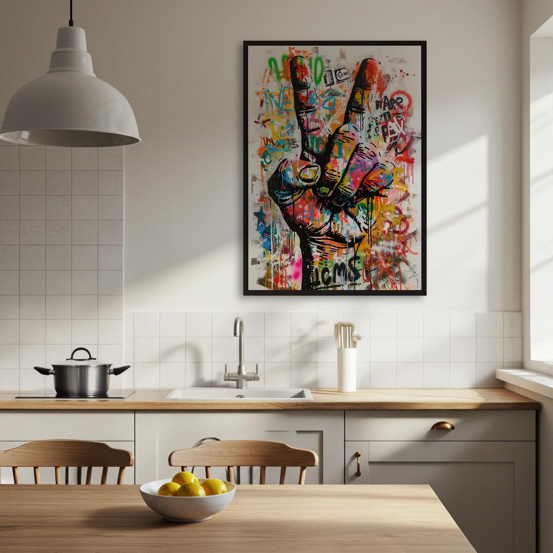 Graffiti Peace Sign, Colorful Street Art Poster - Image 3