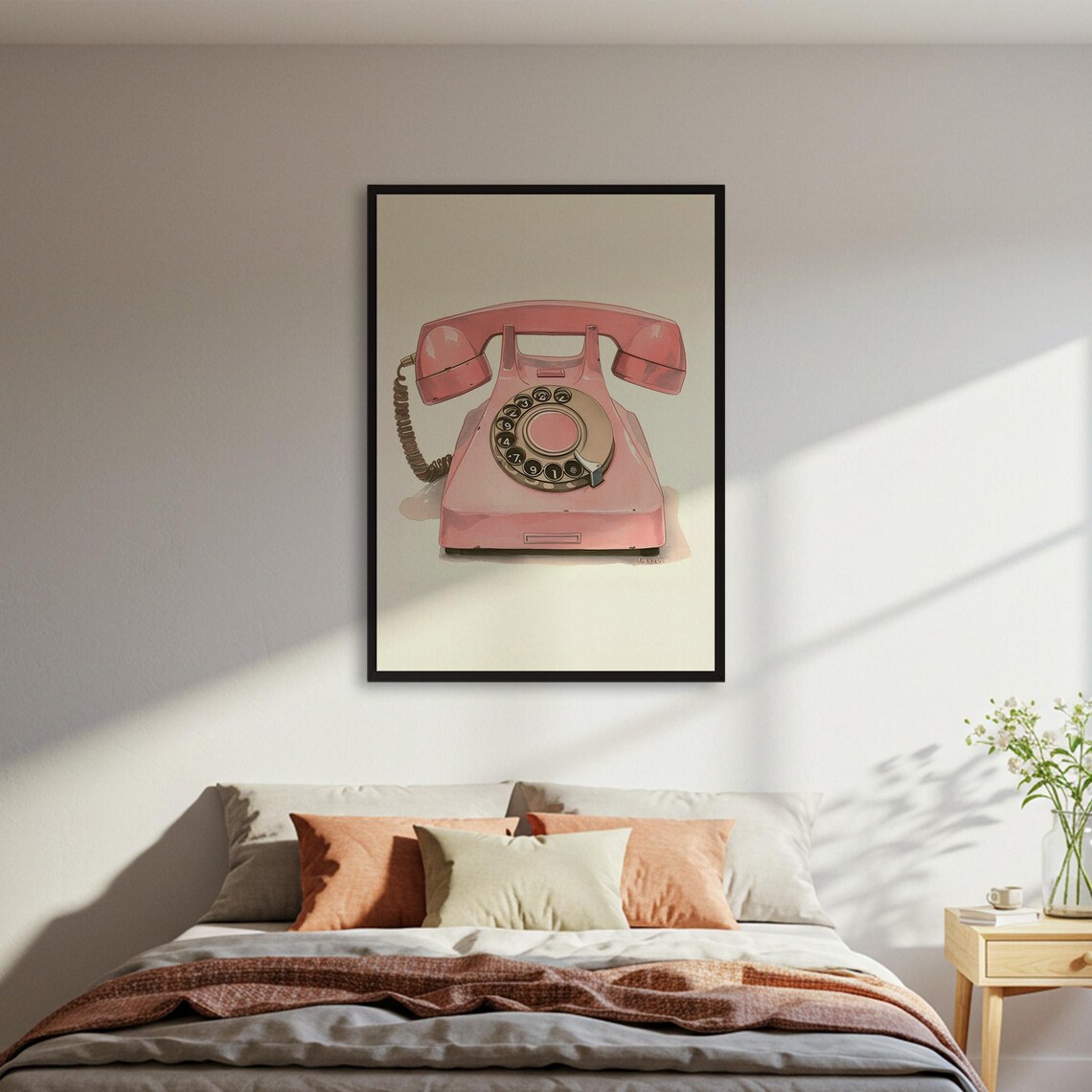 Pink Rotary Phone Vintage Telephone Poster