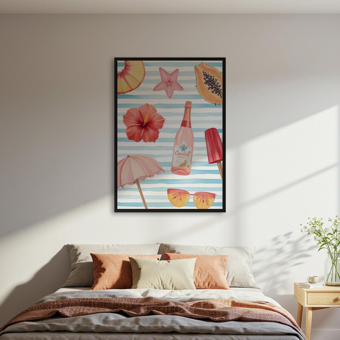 Summer Beach Watercolor Tropical Vacation Poster