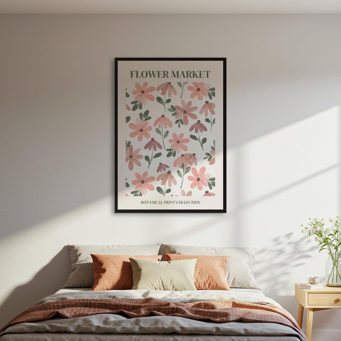 Flower Market Pink Daisy Watercolor Botanical Collection Poster
