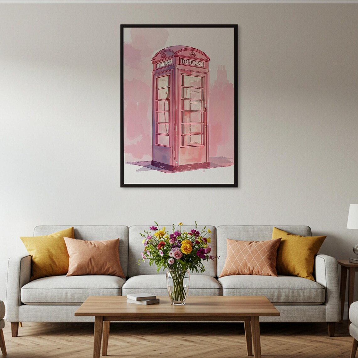 London Telephone Booth Watercolor Travel Poster - Image 4