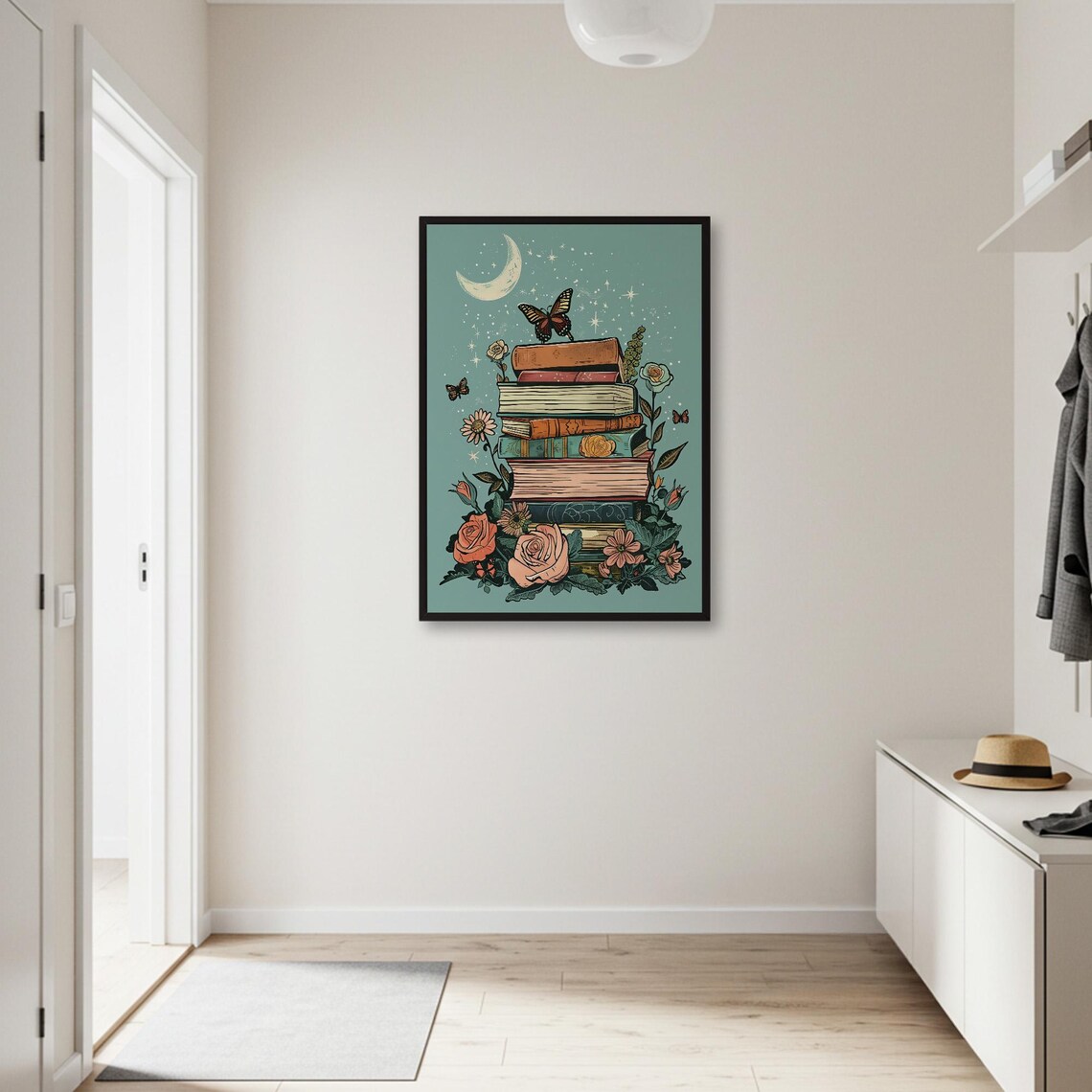 Stack Of Books And Flowers, Reading Nook Art Print - Image 2
