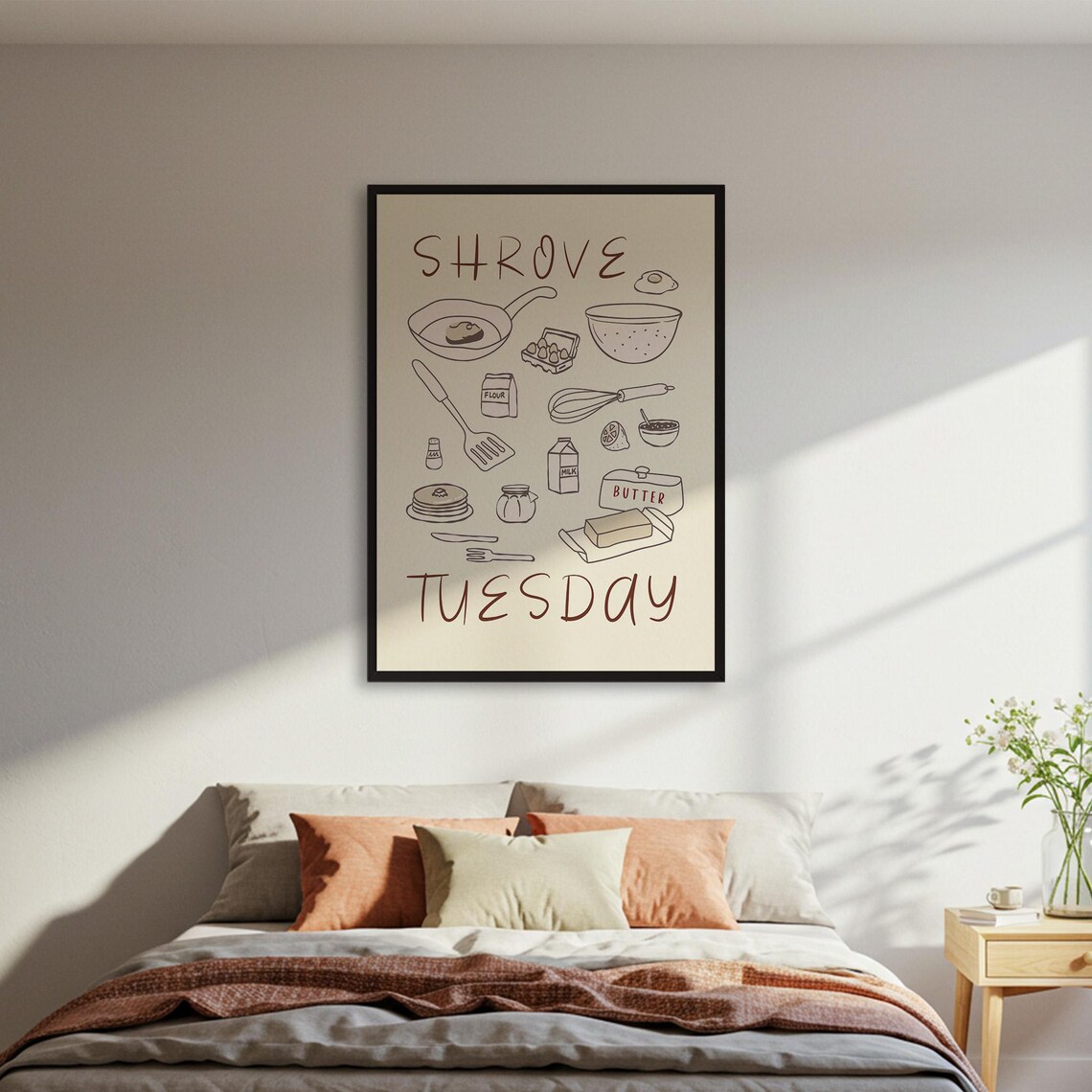 Shrove Tuesday Poster, Minimalist Kitchen Wall Art