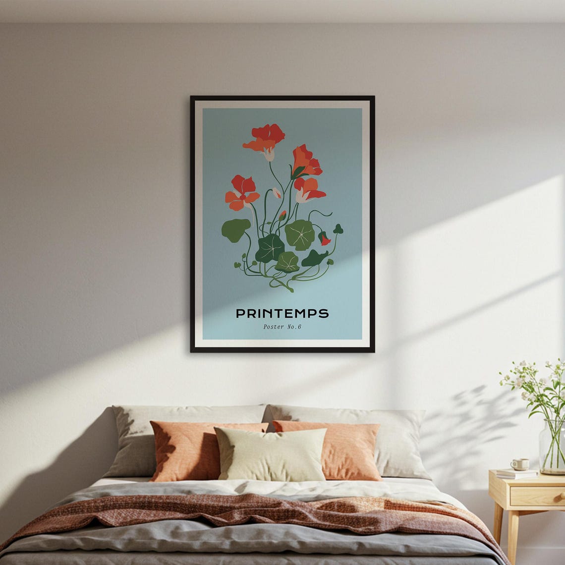 Printemps Orange Nasturtium Floral Spring Botanical Art Wall Poster