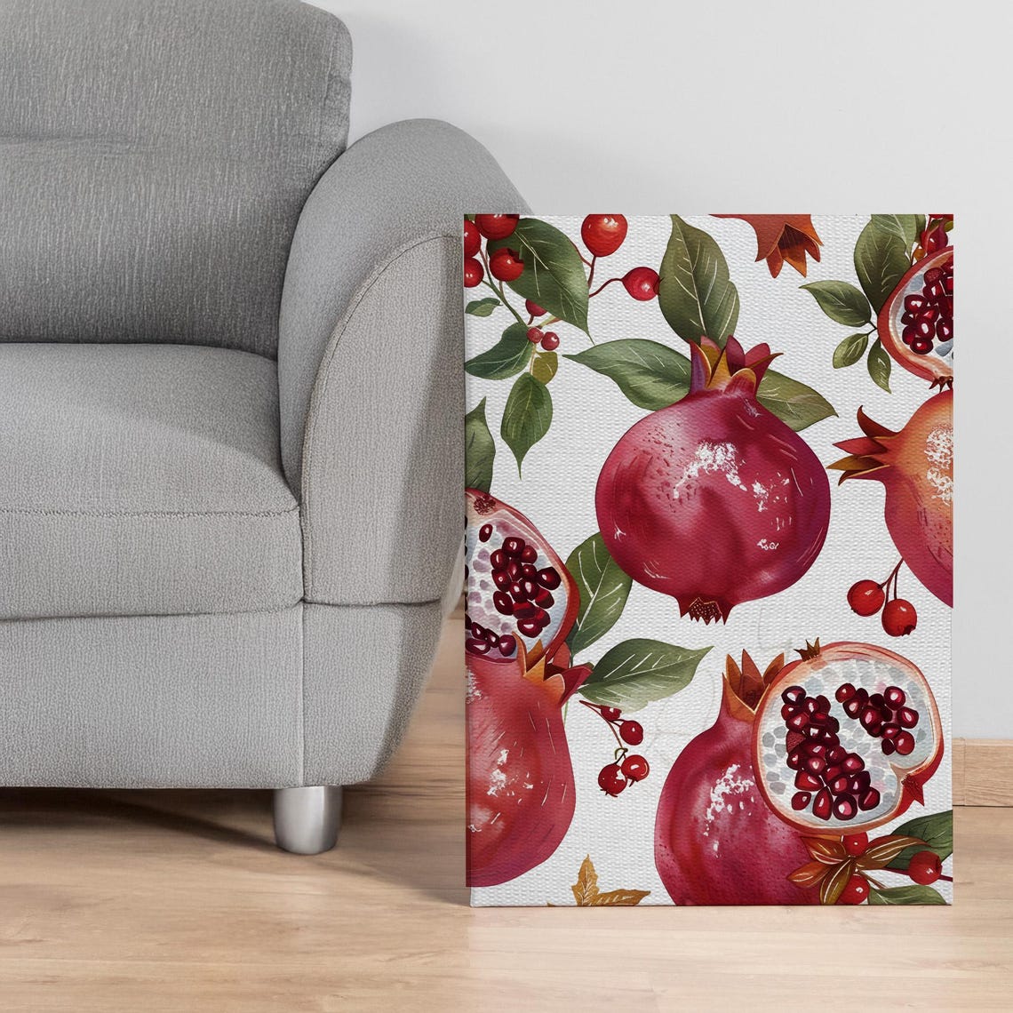 Pomegranate Fruit Pattern Mediterranean Style Kitchen Wall Poster