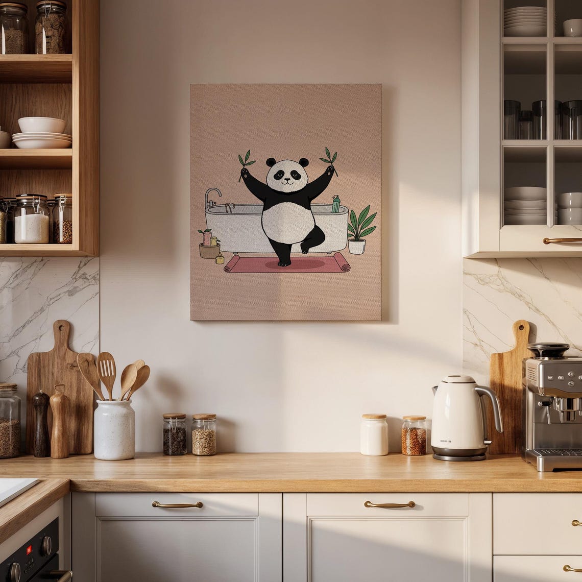 Panda Doing Yoga Funny Bath Decor Whimsical Framed Zen Animal Yogi Art Cute Bear Print Gift - Image 2