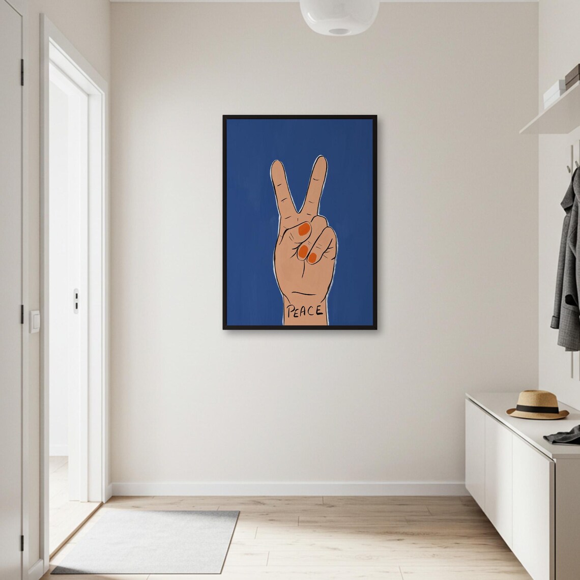 Peace Sign Hand Retro Poster, Hippie Decor - Image 2