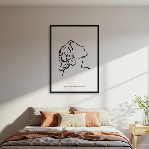 Minimalist Woman Profile Poster Line Art Sketch Print Modern Gallery Wall Berlin Dancing Collection Decor