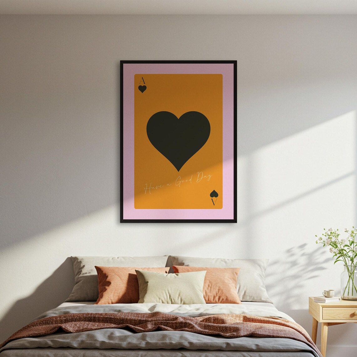 Ace of Hearts Orange Playing Card Have a Good Day Art Poster