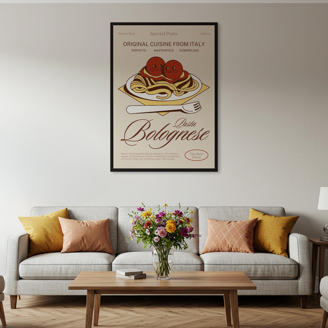 Pasta Bolognese Original Cuisine From Italy Vintage Food Poster - Image 2